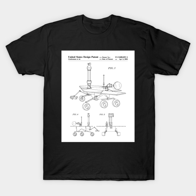 Nasa Mars Rover Patent - Mars Exploration Rover Art - Black And White T-Shirt by patentpress